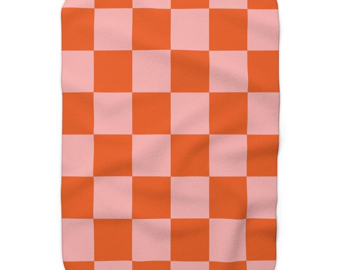 Retro Checkerboard Sherpa Fleece Blanket | Cozy & Stylish Throw for Home, Lounge, or Gift