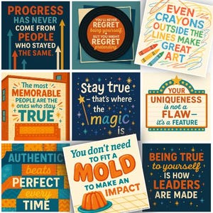 Printable Lunch Notes for Kids | 30 Positive Lunchbox Cards with Inspiring Messages on Authenticity, Leadership & Being Yourself