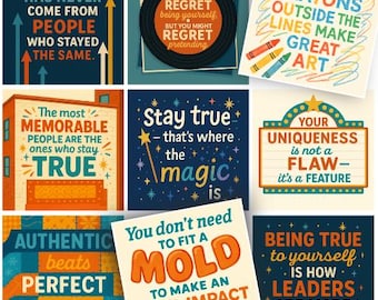 Printable Lunch Notes for Kids | 30 Positive Lunchbox Cards with Inspiring Messages on Authenticity, Leadership & Being Yourself