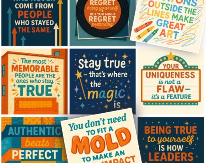 Printable Lunch Notes for Kids | 30 Positive Lunchbox Cards with Inspiring Messages on Authenticity, Leadership & Being Yourself