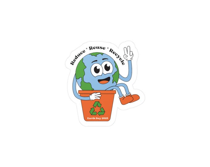 Reduce, Reuse, Recycle -Earth Day 2025-  Vintage Earth Sticker