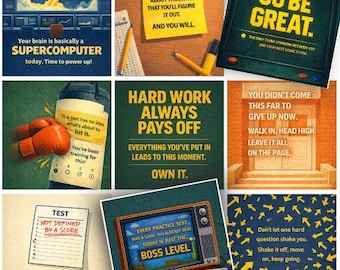 Test Day Encouragement Cards Printable | 30 Motivational Notes for Kids | Instant Download PDF | Elementary Middle High School