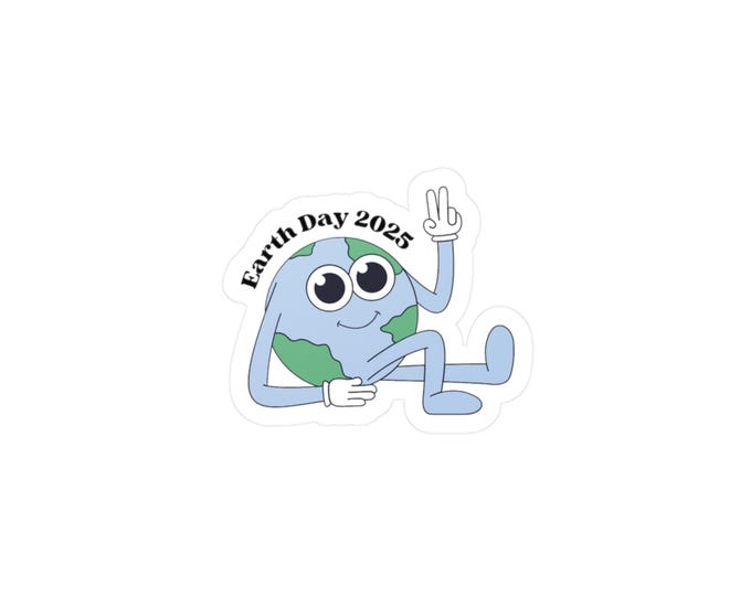 Earth Day 2025 - Vintage Earth Peace Sign Sticker