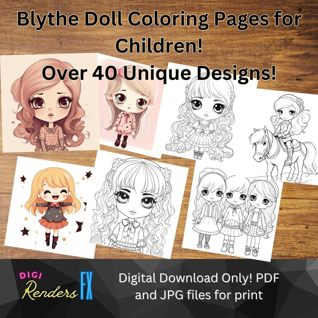 Blythe Coloring Pages for Children Digital Printable - Etsy