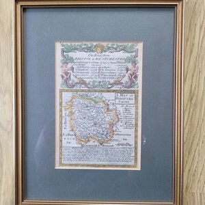 Map of Herefordshire by E Bowen with later hand colouring  c.1720