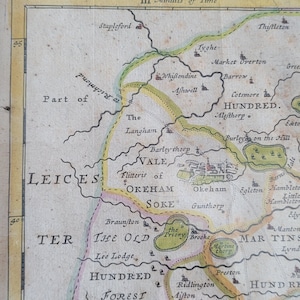 Rutlandshire Landkarte von Robert Morden (18.Jahrhundert)