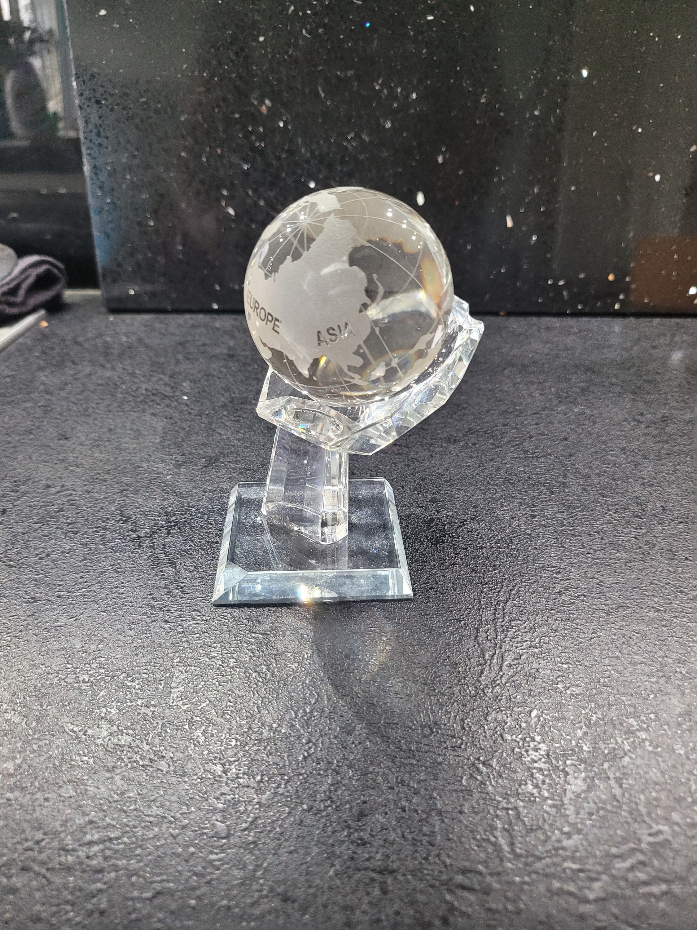 Crystal Hand Holding Crystal Globe in Presentation Box Etsy