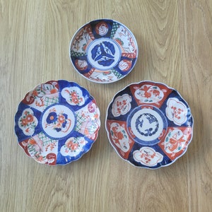 3 x antique Japanese Imari plates
