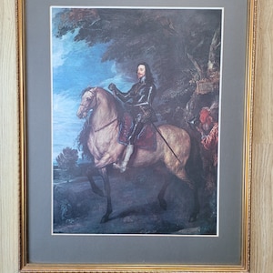 Grande stampa incorniciata del Ritratto equestre di Carlo I, Anthony van Dyck