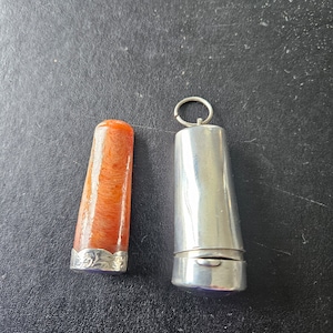 Antique Silver & Amber Cheroot and Holder