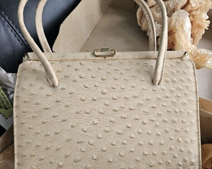 Ackery vintage beige ostrich leather Kelly handbag main image 1