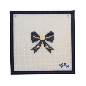 Hand Painted Needlepoint Canvas- Bow Series, January