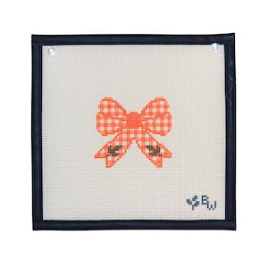 Hand Painted Needlepoint Canvas- Bow Series, November, Fall