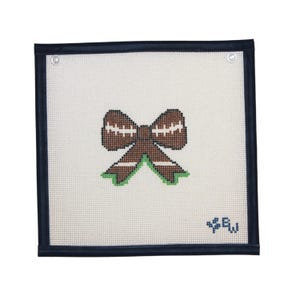Hand Painted Needlepoint Canvas- Bow Series, September, Football