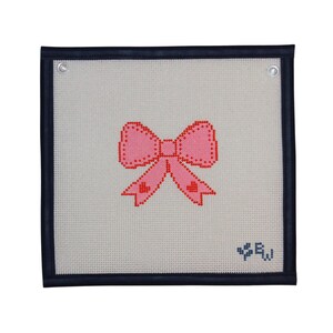 Hand Painted Needlepoint Canvas- Bow Series, February/Valentine’s Day