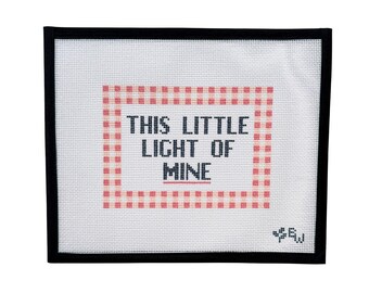 Hand Painted Needlepoint Canvas- This Little Light of Mine, Pink