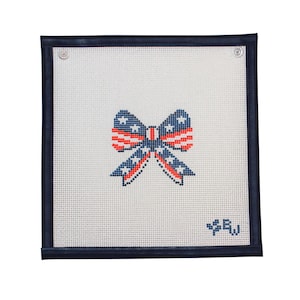 Hand Painted Needlepoint Canvas- Bow Series, July 4th