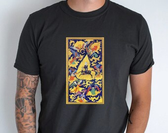 Dervish Art Tee: Classical Miniature Painting, 100% Cotton