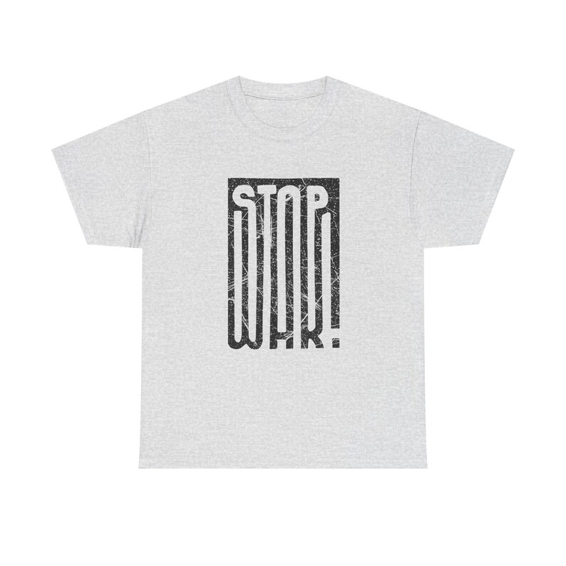 STOP WAR graphic tee | Peace protest design, distressed block lettering image 3