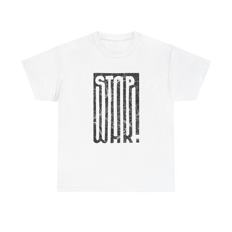 STOP WAR graphic tee | Peace protest design, distressed block lettering image 2