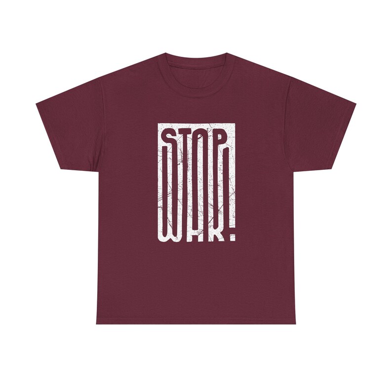 STOP WAR graphic tee | Peace protest design, distressed block lettering image 8