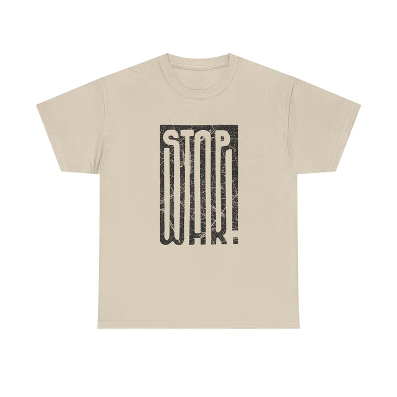 STOP WAR graphic tee | Peace protest design, distressed block lettering image 4