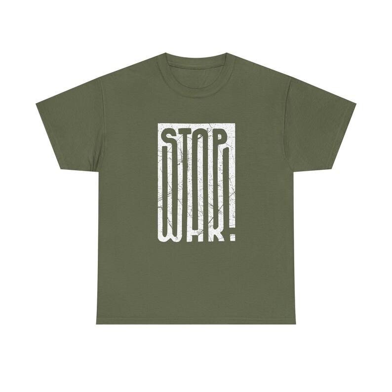 STOP WAR graphic tee | Peace protest design, distressed block lettering image 11