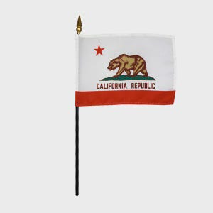 Bandera de escritorio de California de 4 x 6 pulgadas, bandera en miniatura del estado de California con base, bandera pequeña de California para exhibición de escritorio, decoración de California.