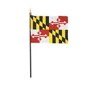4 x 6 inch Maryland miniature flag.  Four by six inch miniature Maryland flag with matching base for desk display. Maryland Desk Flag