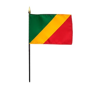 Congo Miniature Flag 4&quot;x6&quot; with Base Small Congo Flag Congo Desk Flag Congo Tabletop Flag Congo National Flag Congo Pride Congo Flag