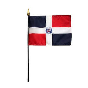 Dominican Republic Miniature Flag 4&quot;x6&quot; with Base Small Dominican Republic Flag Dominican Republic Desk Flag Dominican Republic Flag