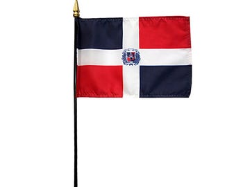 Dominican Republic Flag, 4"x6" Miniature Desk Flag with Base
