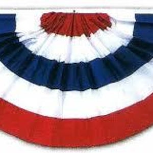 Three x Six Foot Nylon Full Fan Bunting Patriotic Decoration Made in USA Outdoor American Flag Banner