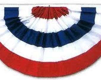 American Flag Bunting: Patriotic Nylon Fan, Made in USA (3x6 ft)