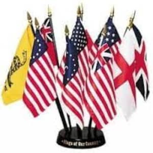 Miniature Flags of Our Country Mini Set – 4x6 Inch Patriotic Desk Flags Collection, USA Flag Mini Set with Bases, Free Shipping.