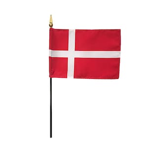 Denmark Miniature Flag 4&quot;x6&quot; with Base Small Denmark Flag Denmark Desk Flag Denmark Tabletop Flag Denmark National Flag Denmark Pride