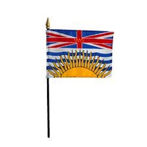 British Columbia Miniature Flag Four x Six Inches.  Desk Flag British Columbia, Tabletop British Columbia Flag, British Columbia Heritage