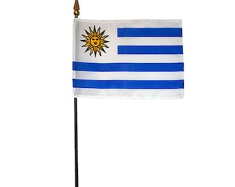 Uruguay Miniature Desk Flag, 8x12 inch, with Stand