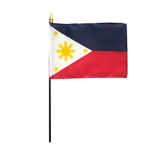 Philippines Miniature Flag 4&quot;x6&quot; with Base Small Philippines Flag Philippines Desk Flag Philippines Tabletop Flag Philippines Mini Flag