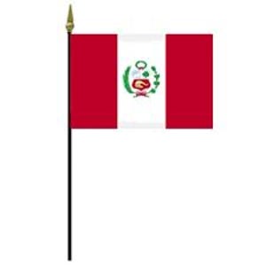 Peru flag eight x twelve inches.  Peru gift, Peru miniature flag, Peru mini flag.  Peru Mini Flag, Peru Stick Flag Peruvian Small Flag