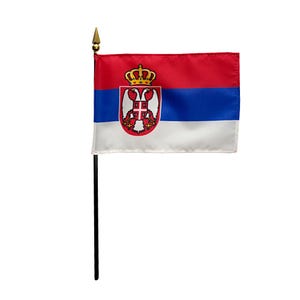 Serbia Miniature Desk Flag, 4"x6" National Pride