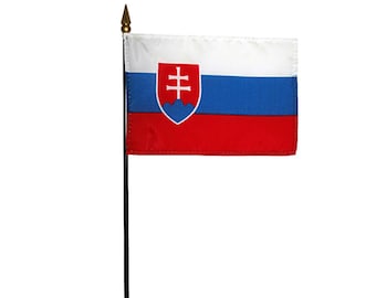 Slovak Republic Miniature Desk Flag, 4x6" Rayon