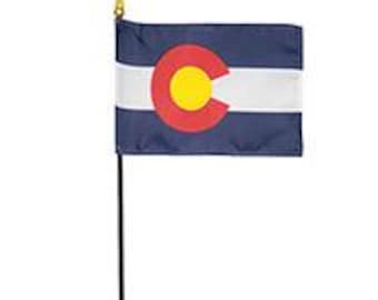 Bandeira do Estado do Colorado: Miniatura para mesa, 10x15 cm, fabricada nos EUA