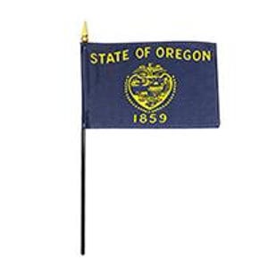 4 x 6 Inch Oregon Miniature State Flag with Base Small Oregon Flag for Desk Display Patriotic Oregon Decor Beaver State Gift Oregon Flag