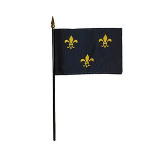 Fleur de Lis Miniature Desk Flag, Historical Display (4x6 Inch)