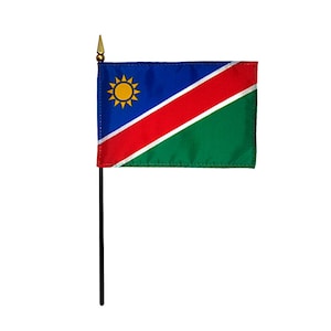Namibia Miniature Flag 4&quot;x6&quot; with Base Small Namibia Flag Namibia Desk Flag Namibia Tabletop Flag Namibia National Flag Namibia Pride