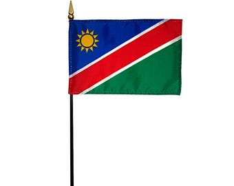 Bandera de escritorio en miniatura de Namibia, 10 x 15 cm, con base