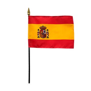 Spain Miniature Flag 4"x6" with Base Small Spain Flag Spain Desk Flag Spain Tabletop Flag Spain National Flag Spain Pride Spain Mini Flag