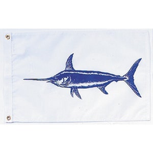 Swordfish Flags For Boats Durable Nylon | Colorful Fishing Boat Flag | Saltwater Offshore Fish Flag | Heavy Duty Marine Flag Decor Swordfish