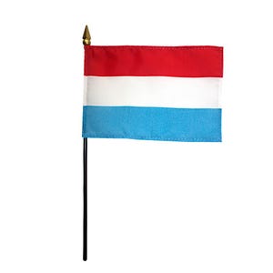 Luxemburg Miniatur Schreibtischfahne, 10x15 cm, Nationalflagge mit Sockel
